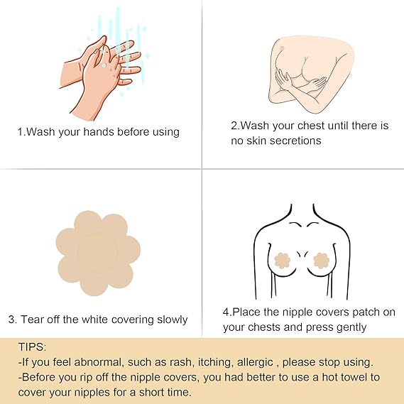 EZ LIVING 40 Pcs Nipple Covers Disposable Nipple Breast Covers for Women Breast Pasties Nipple Cover Sticker Flower and Round Pasties(20 Pairs)