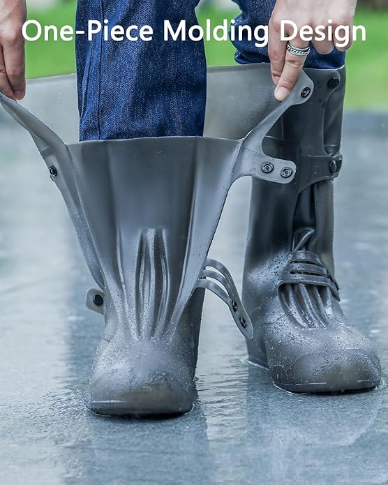 EZ LIVING 13 inch Tall Silicone Shoe Cover Waterproof, Double-Breasted Waterproof Layer Shoes Cover for Rainy Season, Anti Slip and Wear-Resistant, Reusable Non-Slip Shoe Rain Cover