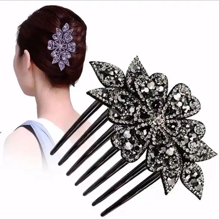 EZ LIVING 1pcs purple floral comb hair clip for women and girls hair pin side comb Stunning Flower Hair Comb Pins for Effortless Elegance Styling with Hair Clips for Women