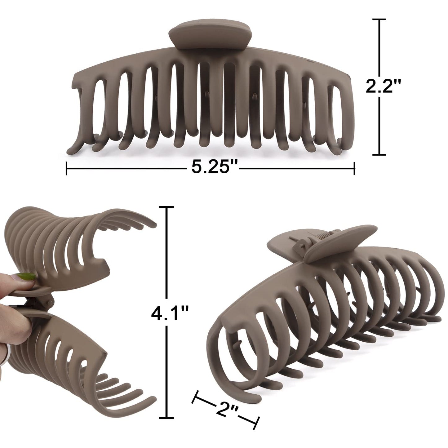 EZ LIVING 4-Pack Extra Large Claw Clips, Strong Hold Hair Accessories for Thick Hair - Matte Finish Hair Clamps in Neutral Colors - Fashionable Hair Clips for Women & Girls"