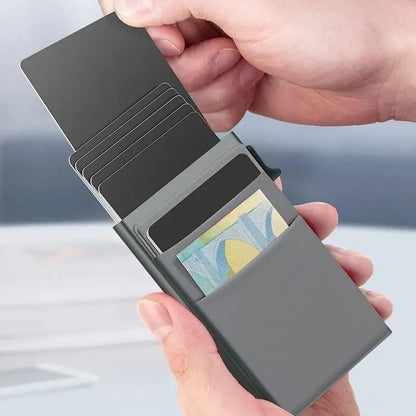EZLIVING Pop-Up Card Holder is a Compact and Innovative Accessory Designed to securely Store and Quickly Access Cards, Such as Credit Cards, IDs, or Business Cards.