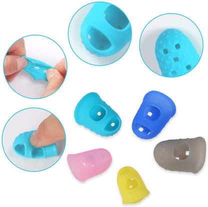 EZ LIVING 10pcs Guitar Silicone Finger Protector Color Fingertip Protection Covers Caps for Stringed Instruments, Sewing and Embroidery (Random Color)