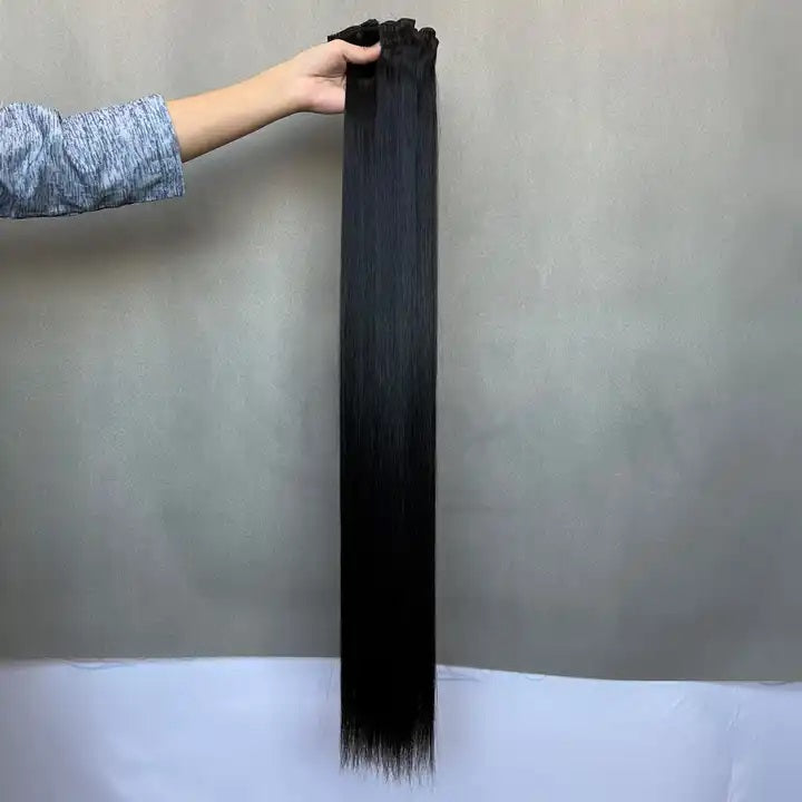 EZ LIVING 4pcs black hair extension for hair streak for women and girls Stunning Straight One Color Hair Streak Hair Extensions for Instant Glamour