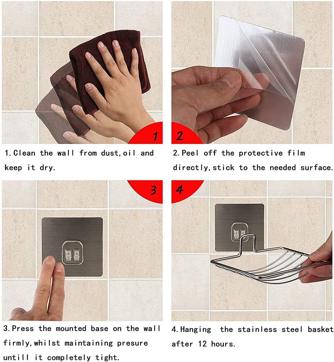 EZ LIVING Stainless Steel Soap Dish Holder,Self Adhesive Wall Mounted Sponge Holder,Keep The Soap Dry,No Odor,Easy to Clean,Strong Suction Tape,Storage Saver Rack for Home Kitchen Bathroom Shower (Pack1)
