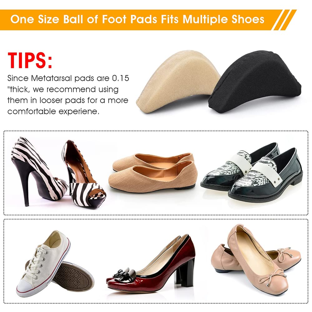 EZ LIVING 4 Pair/8 PCS Soft Shoe Fillers for Women Adjustable Tightener Pads Reusable Insoles for Loose Shoes(Black and Beige)