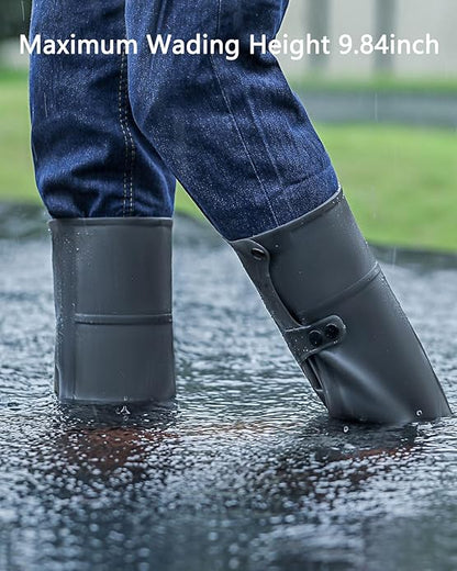 EZ LIVING 13 inch Tall Silicone Shoe Cover Waterproof, Double-Breasted Waterproof Layer Shoes Cover for Rainy Season, Anti Slip and Wear-Resistant, Reusable Non-Slip Shoe Rain Cover