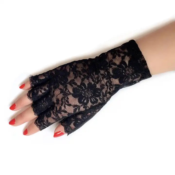 EZ LIVING 1 pair ladies lace gloves for women and girls for half finger Stunning Half Finger Lace Gloves for Your Bridal Ensemble