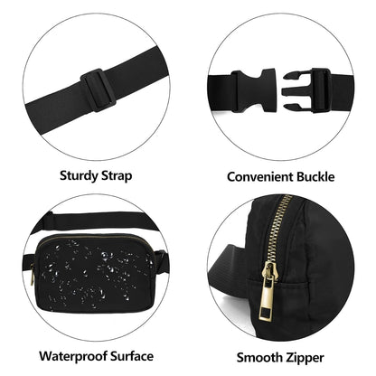 EZ LIVING Waist Belt Bag Fashion Fanny Women and Men Gift Waist Pack with Adjustable Strap for Travel Running Hiking Walking Black