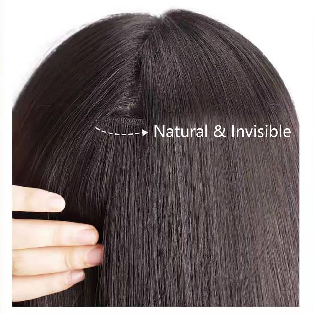 EZ LIVING Straight One Color Hair Streak, 4pcs Hair Extensions, Hair Colour Strips, Artificial Hair For Women, Hair Wig For Women And Girls (Black)