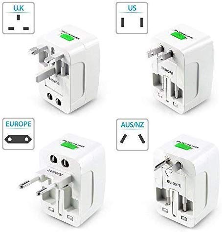 EZ LIVING Universal Travel Plug Adapter Worldwide International All in One Portable Travel Adapter Wall AC Power Plug Adapter Wall Charger with Dual USB Charging Ports for USA EU UK AUS Cell Phone Mobile Laptop