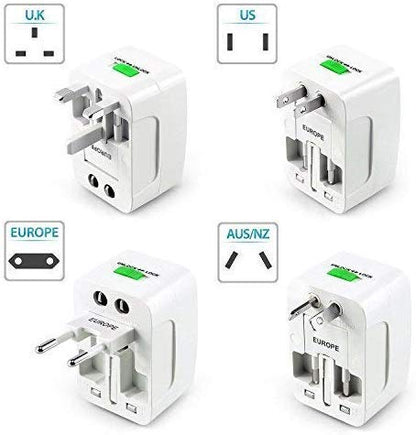 EZ LIVING Universal Travel Plug Adapter Worldwide International All in One Portable Travel Adapter Wall AC Power Plug Adapter Wall Charger with Dual USB Charging Ports for USA EU UK AUS Cell Phone Mobile Laptop