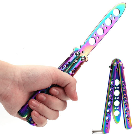 EZ Living Practice Butterfly Trainer Knife, Galaxy Purple-Blue Fade, Training Tool