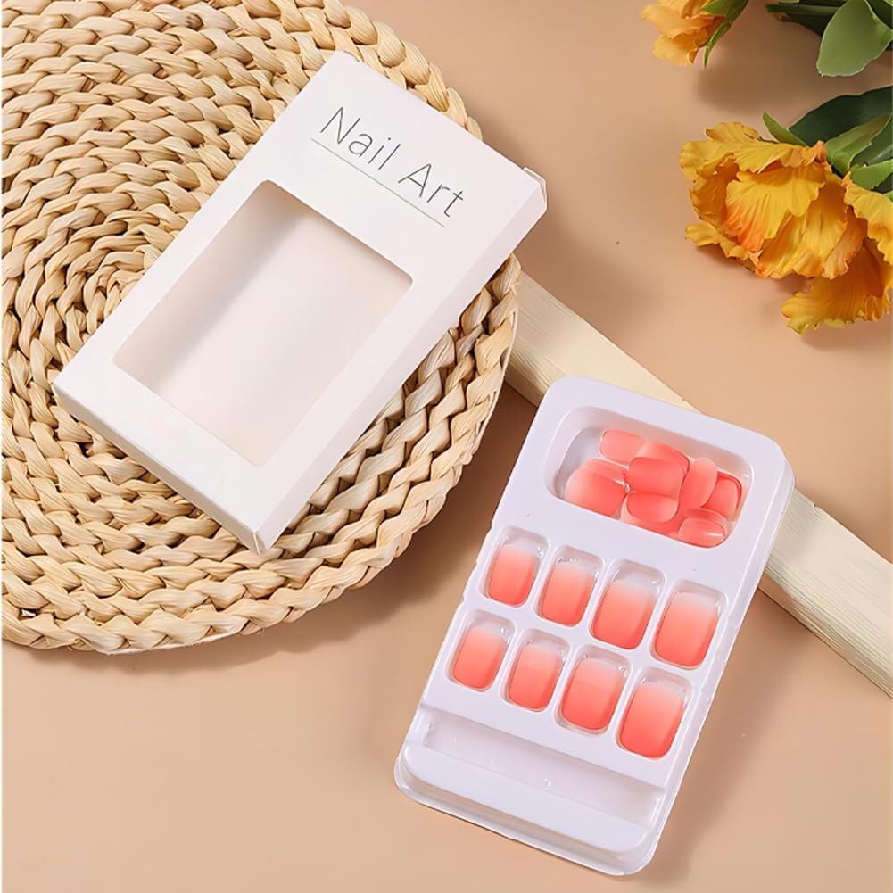 EZ LIVING 24pcs pink Artificial nail press on fake nails Artificial Nail Press On Manicures for Busy Women Perfect Reusable False Nails Kit