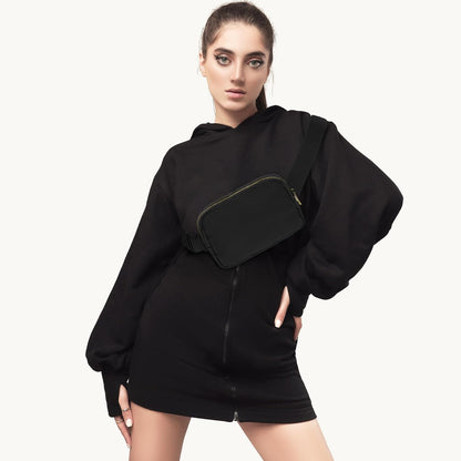 EZ LIVING Waist Belt Bag Fashion Fanny Women and Men Gift Waist Pack with Adjustable Strap for Travel Running Hiking Walking Black
