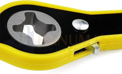 EZ LIVING Universal Ratchet Scissor Jack Handle Wrench – 13.4" Car Jack Crank Tool with Socket Adapter | Durable Steel Tire Lift Repair Tool for Vehicle, SUV, Trailer, Van, and RV – Yellow & Black