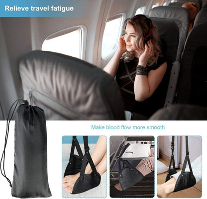 EZ LIVING Airplane Foot Hammock Foot Rest for Flight With Storage Bag - Portable Folding Travel Footrest for Planes, Office, Under Desk