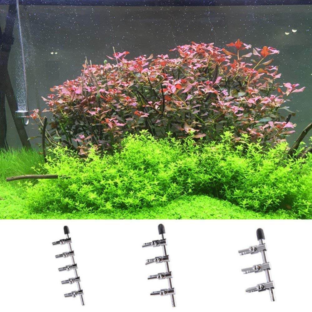 EZ LIVING Stainless Steel Air Flow Control Valves Aquarium Tube Splitter Inlet Water Fish Pumps (5Way)