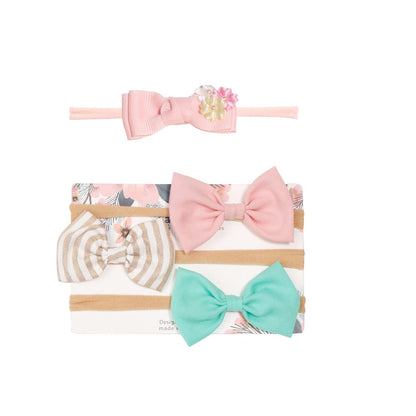 EZ LIVING 4pcs Flower Headbands Elastic Floral Hair Band, Bows Wrap Headband for Baby Girls, Infants and Newborns - Multicolor