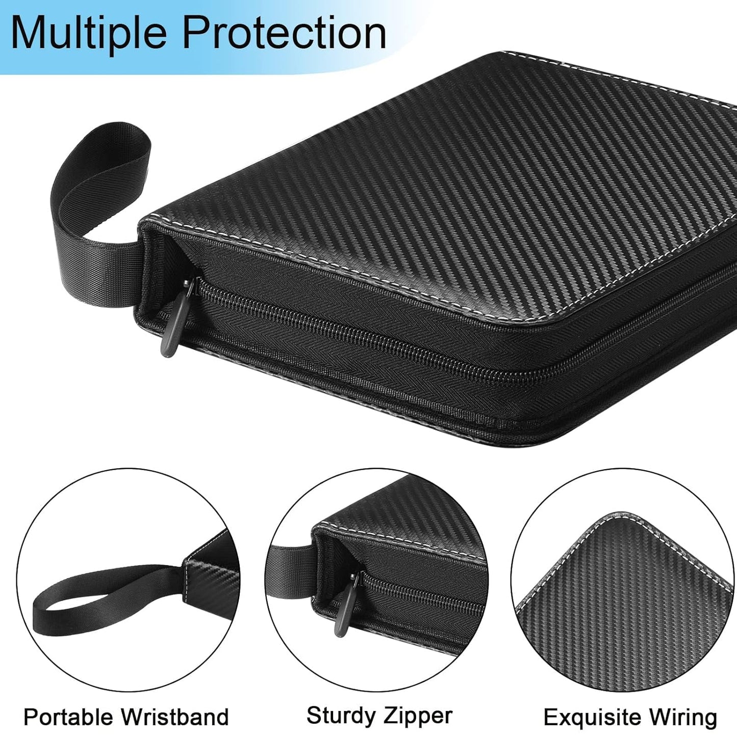 EZ LIVING 4 Pocket Card Binder Premium Zipper Bag Trading Card Binder 400 Double Sided Pocket PU Card Collection Binder Collector Card Album Card Folder for MTG, TCG, Sports Cards, Game Cards (Black)