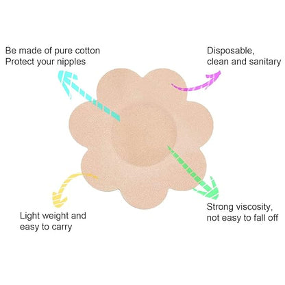 EZ LIVING 40 Pcs Nipple Covers Disposable Nipple Breast Covers for Women Breast Pasties Nipple Cover Sticker Flower and Round Pasties(20 Pairs)