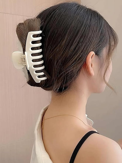 EZ LIVING 4-Pack Extra Large Claw Clips, Strong Hold Hair Accessories for Thick Hair - Matte Finish Hair Clamps in Neutral Colors - Fashionable Hair Clips for Women & Girls"