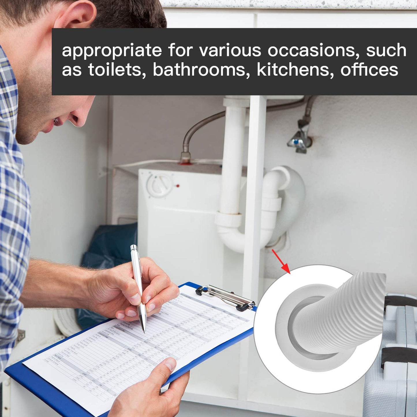 EZ LIVING 2 Pcs Drain Pipe Hose Seal Silicone Plug,Washing Machine Drain Hose Seal Sewer Seal Ring Sealing Plug for Washing Machine Laundry Room Bathroom Bathtub Kitchen Cleaning Tools