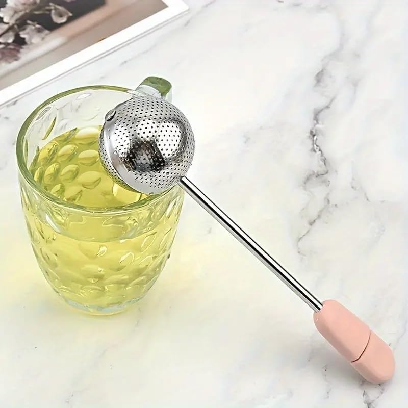 EZ LIVING Premium Stainless Steel Tea Infuser with Fine Mesh, Long Handle, and Easy-Remove Design for Loose Leaf Tea Brewing