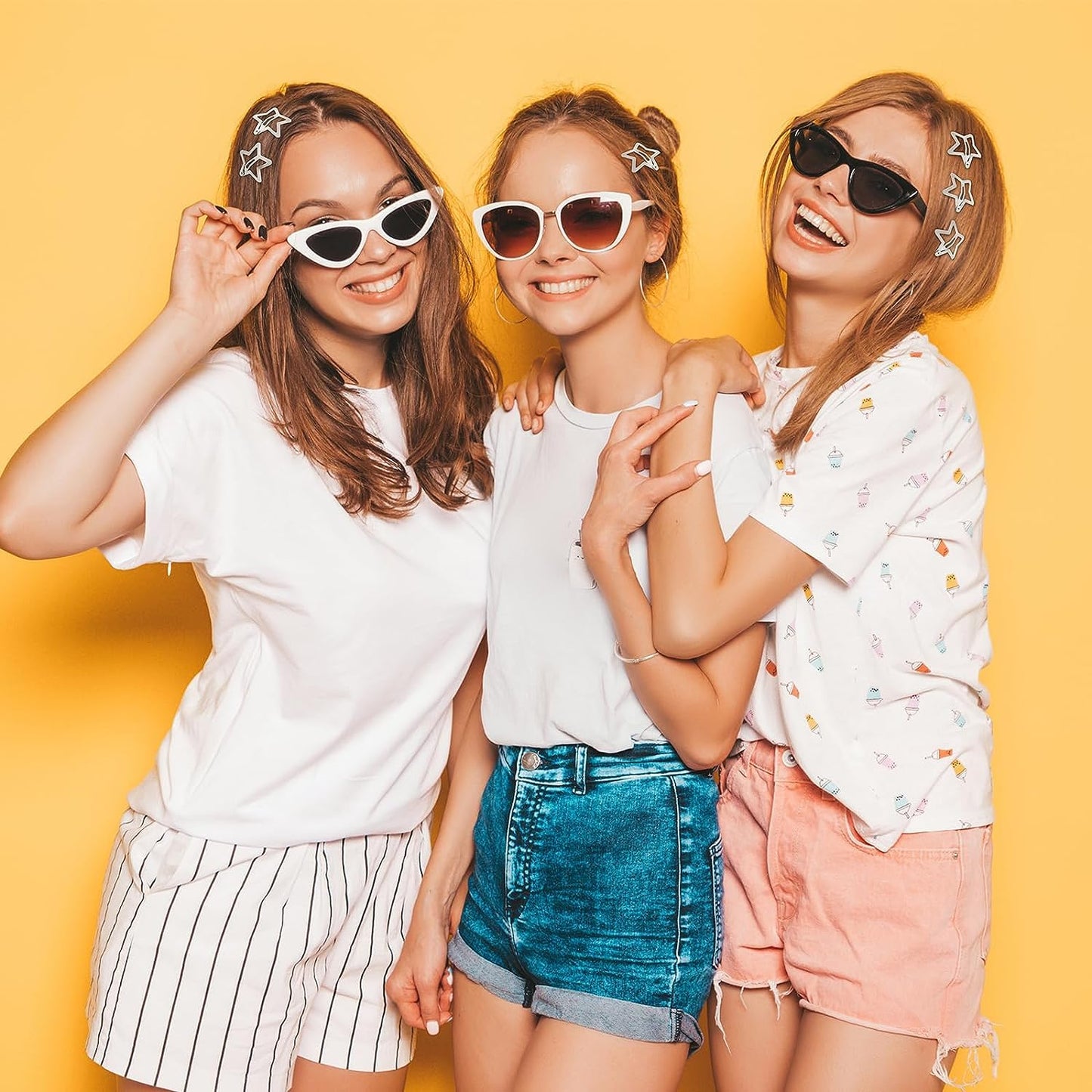 EZ LIVING 12 PCS 1.61" Star Hair Clips Snap Hair Barrettes Non Slip Star Hair Accessories for Girls Women 2000s Y2K Silver Metal Hair Clips