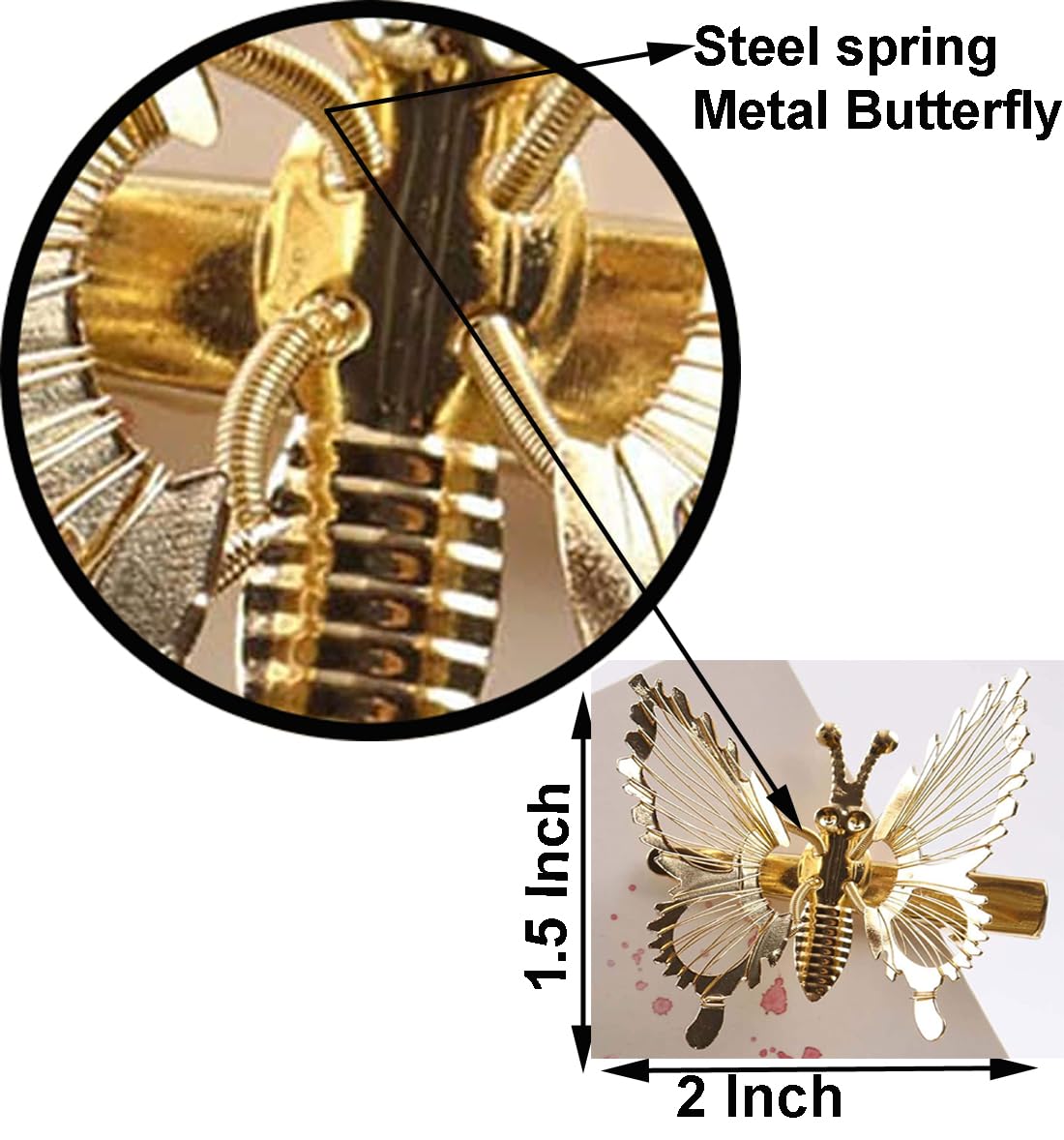 EZ LIVING 2 Pieces Elegant Glitter Butterfly Hair Clips – Sparkling Hair Accessories for Girls Stylish Clip for Parties, Weddings, and Everyday Glamour (Golden-Silver)