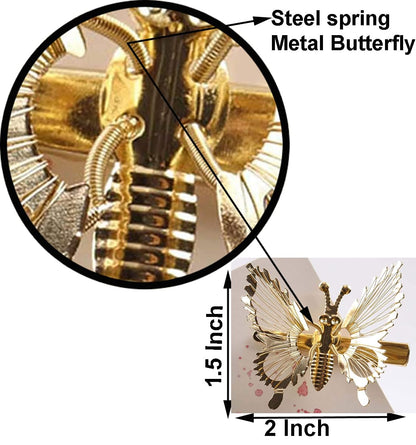 EZ LIVING 2 Pieces Elegant Glitter Butterfly Hair Clips – Sparkling Hair Accessories for Girls Stylish Clip for Parties, Weddings, and Everyday Glamour (Golden-Silver)