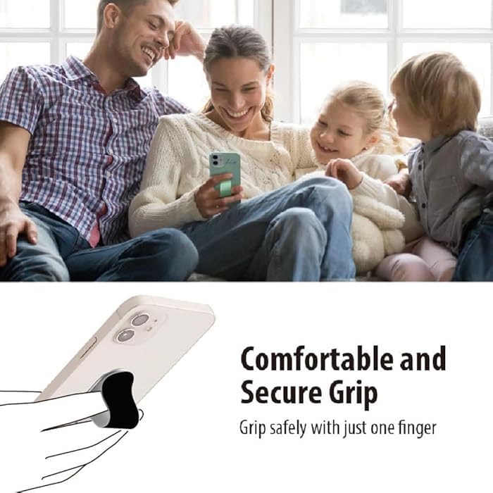 EZ LIVING Telescopic Phone Finger Grip Stand Holder – Adjustable Mobile Phone Grip with Extendable Finger Ring for Secure Hold and Comfortable Viewing