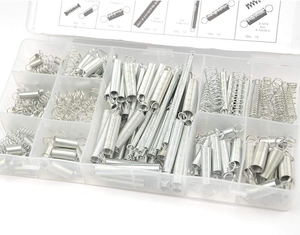 EZ LIVING 200 Piece Spring Assortment Set | Zinc Plated Compression and Extension Springs