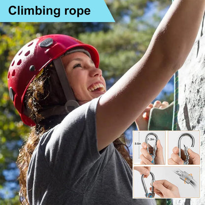 EZ LIVING Static Outdoor Climbing Rope with 2 Hooks, 49FT Rappelling Rope for Travel, Hiking Safety Escape Rope, Outdoor, Mountaineering, Hauling