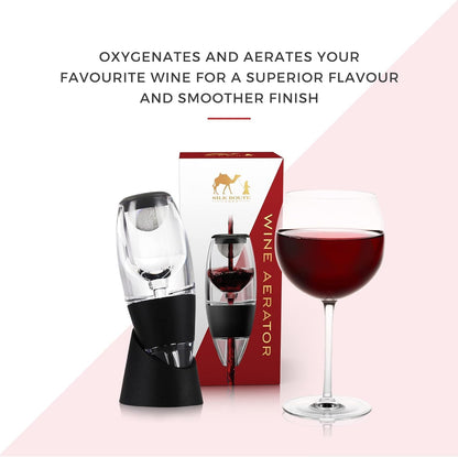 EZ LIVING Wine Aerator Glass Red Wine Decanter Pourer with Base – Elegant Gift Set for Wine Lovers – Perfect for Christmas, New Year Parties & Special Occasions_Black