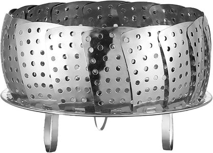 EZ LIVING Vegetable Steamer Basket | vegetable steamer basket stainless steel- Veggie Steamer Basket |Folding Expandable Steamers- veg steamerbasket