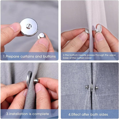 EZ LIVING 4 Pair Curtain Magnets Closure Button, Metal Magnetic Curtain Button Curtain Magnetic Holdback Button Drapery Magnetic Button to Keep Curtain Closed for Home Bedroom Office Curtain Draperies