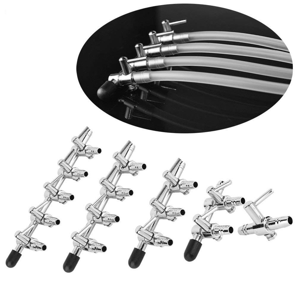 EZ LIVING Stainless Steel Air Flow Control Valves Aquarium Tube Splitter Inlet Water Fish Pumps (5Way)