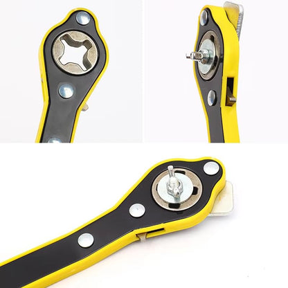 EZ LIVING Universal Ratchet Scissor Jack Handle Wrench – 13.4" Car Jack Crank Tool with Socket Adapter | Durable Steel Tire Lift Repair Tool for Vehicle, SUV, Trailer, Van, and RV – Yellow & Black