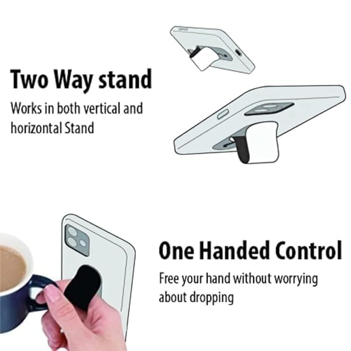 EZ LIVING Telescopic Phone Finger Grip Stand Holder – Adjustable Mobile Phone Grip with Extendable Finger Ring for Secure Hold and Comfortable Viewing