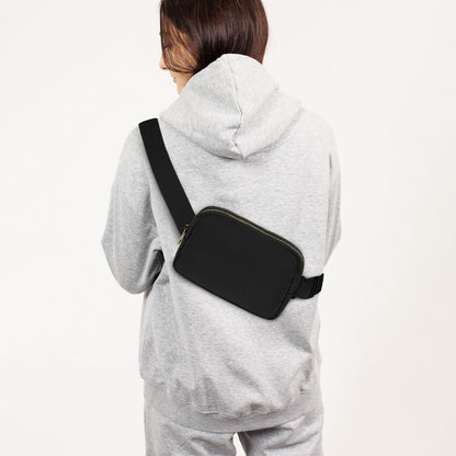 EZ LIVING Waist Belt Bag Fashion Fanny Women and Men Gift Waist Pack with Adjustable Strap for Travel Running Hiking Walking Black