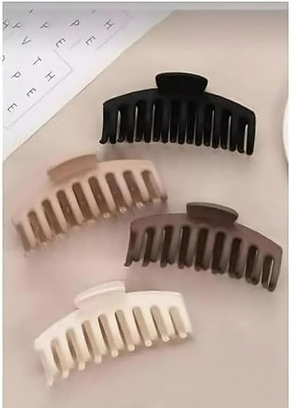 EZ LIVING 4-Pack Extra Large Claw Clips, Strong Hold Hair Accessories for Thick Hair - Matte Finish Hair Clamps in Neutral Colors - Fashionable Hair Clips for Women & Girls"