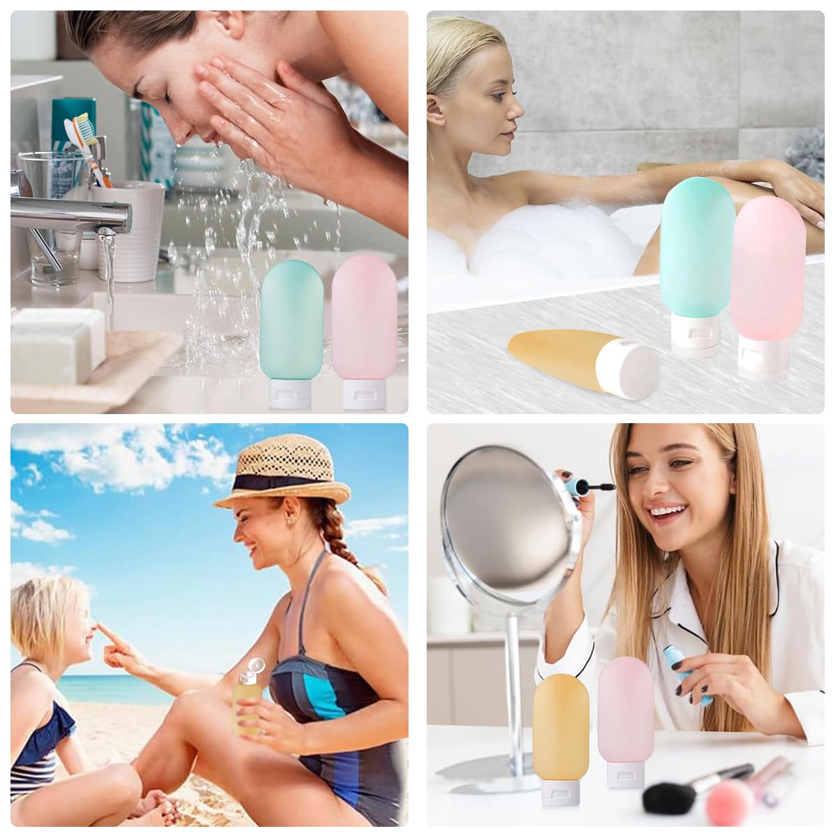 EZ LIVING Travel Bottles for Toiletries 3pcs Set,60ml Travel Toiletry Bottles,Small for Refillable Leakproof Squeeze Containers with Lids Shampoo Lotion BPA-Free