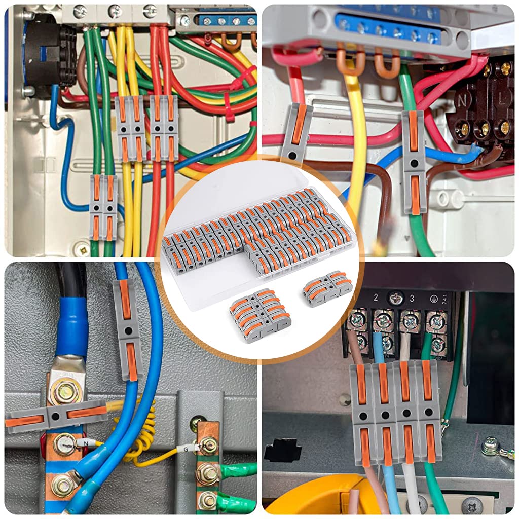 EZ LIVING Wire Connector, 60Pcs Universal Connection Terminals, Circuit Inline Splices Electric Connectors, SPL-1 Clamp with Actuation Lever, 4 mm² Conductor Clamp, Quick & Freely Assemble