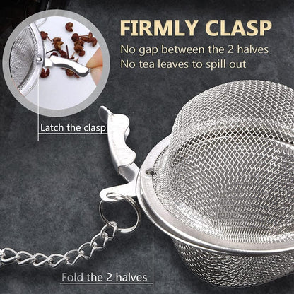EZ LIVING Stainless Steel Tea Ball Strainer Mesh Infuser Filter Reusable Spice Filter Ball Herbs Infuser with Extended Chain Hook for Loose Leaf Tea & Spices Seasoning (Small 2 Pcs)