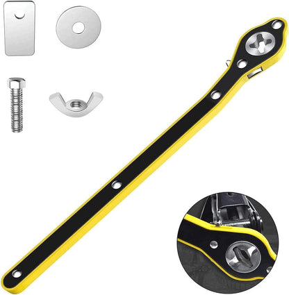 EZ LIVING Universal Ratchet Scissor Jack Handle Wrench – 13.4" Car Jack Crank Tool with Socket Adapter | Durable Steel Tire Lift Repair Tool for Vehicle, SUV, Trailer, Van, and RV – Yellow & Black