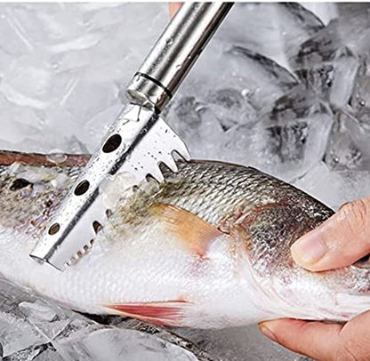 EZ LIVING 2PCS Fish Scale Remover Scraper Cleaning Tools Skin Remover Stainless Steel Sawtooth Brush Machine for Kitchen Scaler Cutting Knife